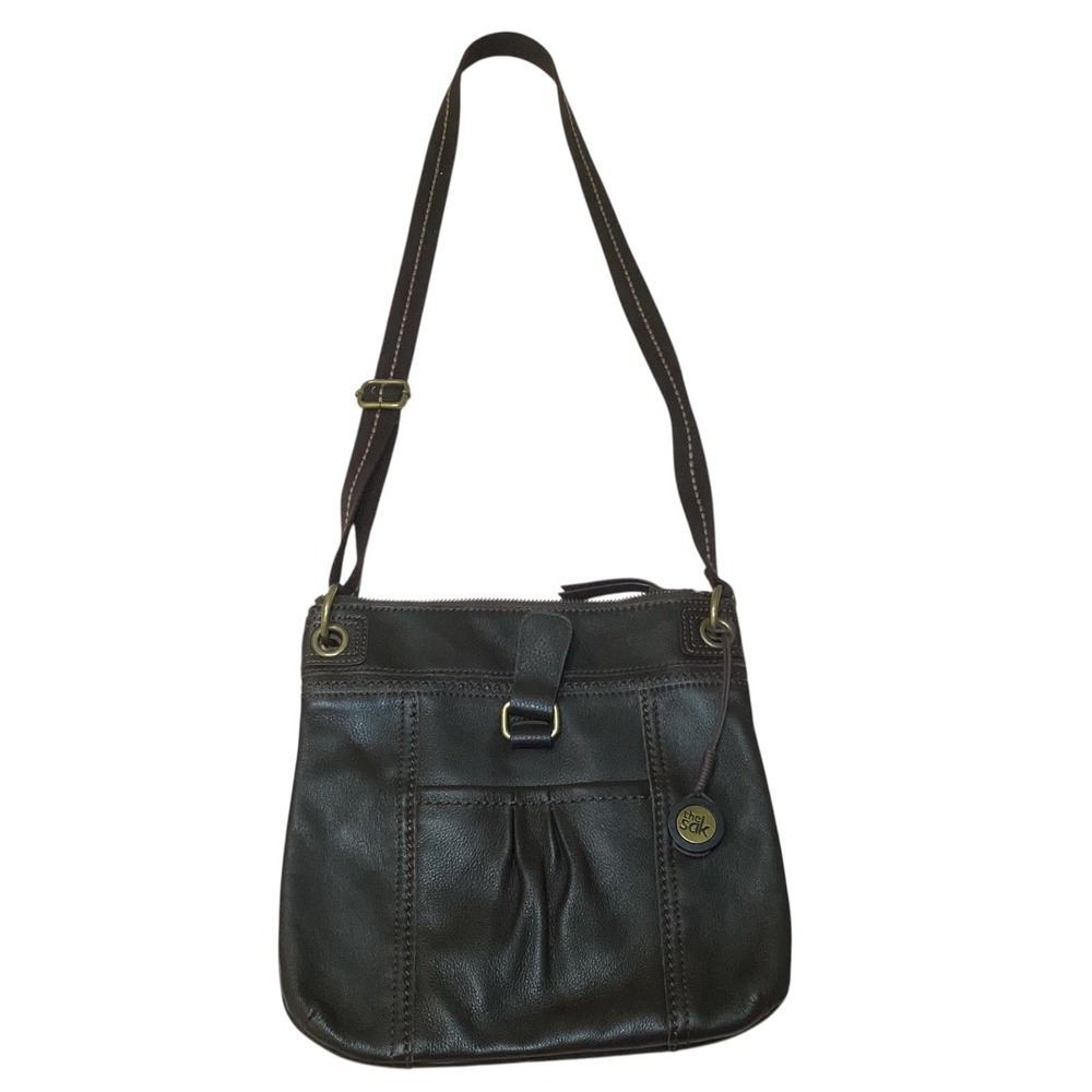 The Sak Kendra Dark Brown Leather Crossbody Bag Small Messenger Purse 1000048599